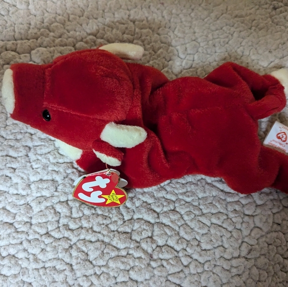 Red Bull (cow), Snort, Ty Beanie Baby, farm rodeo collectible, plush toy - Picture 5 of 6